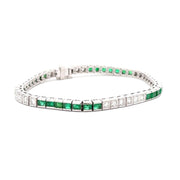 Estate Emerald & Diamond Vintage Platinum Bracelet