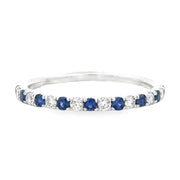 18K White Gold Sapphire & Diamond Stackable Ring