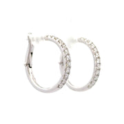 14K White Gold Diamond Hoop Earrings