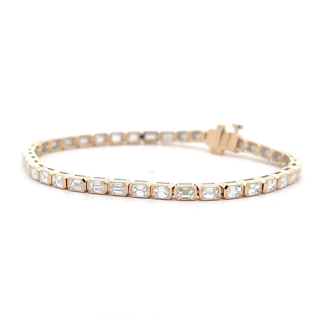 14K Yellow Gold Emerald-Cut Diamond Tennis Bracelet