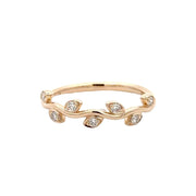 14K Yellow Gold Leaf-Motif Diamond Ring