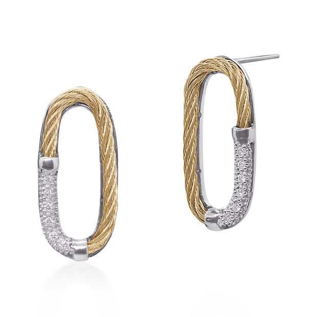 ALOR Cable Paperclip Earrings with 18kt Gold & Diamonds