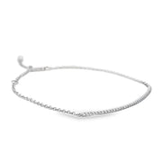 14K White Gold Curved Bar Diamond Bracelet