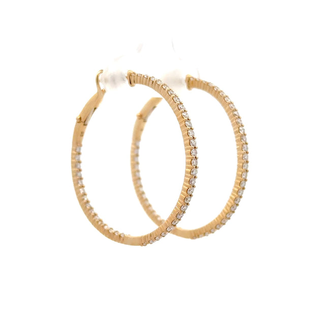 14K Yellow Gold Diamond Hoop Earrings