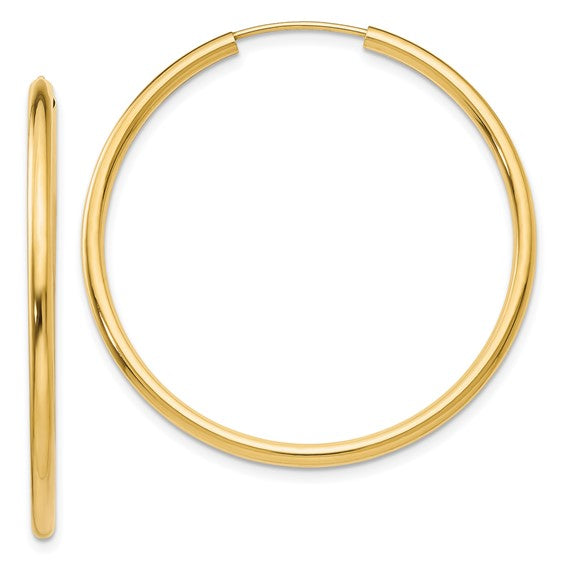 14K Yellow Gold Large Endless Hoop Earrings