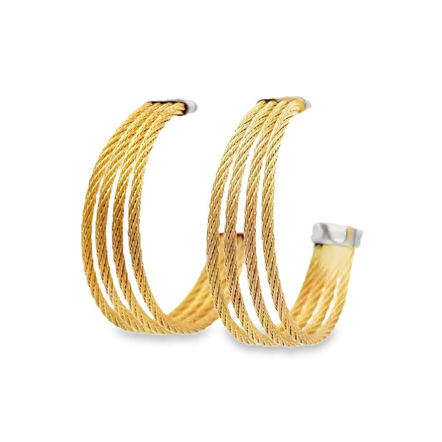 ALOR Yellow Cable Medium Hoop Earrings with 18kt White Gold
