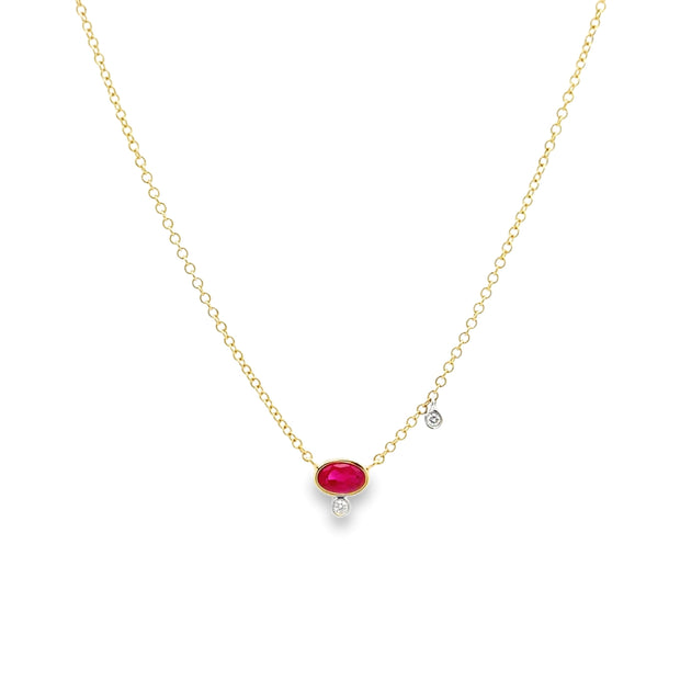 Meira T 14K Yellow & White Gold Dainty Ruby & Diamond Bezel Necklace