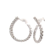 14K White Gold Graduated Diamond Hoop Earrings