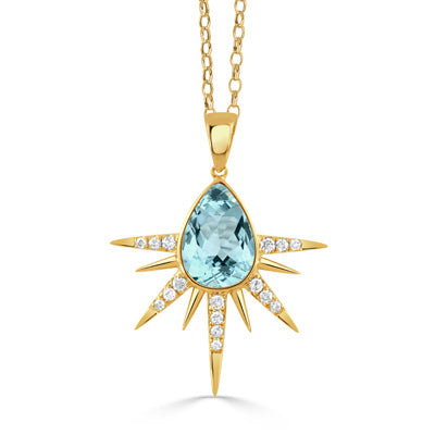 Doves 18K Yellow Gold Sky Blue Topaz & Diamond Celestia Necklace
