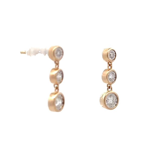 14K Yellow Gold Dangle Diamond Earrings