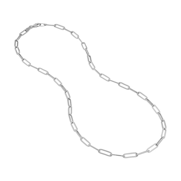 14K White Gold Paper Clip Necklace