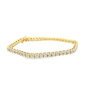 Estate 14K Yellow Gold Cluster-Style Diamond Tennis Bracelet