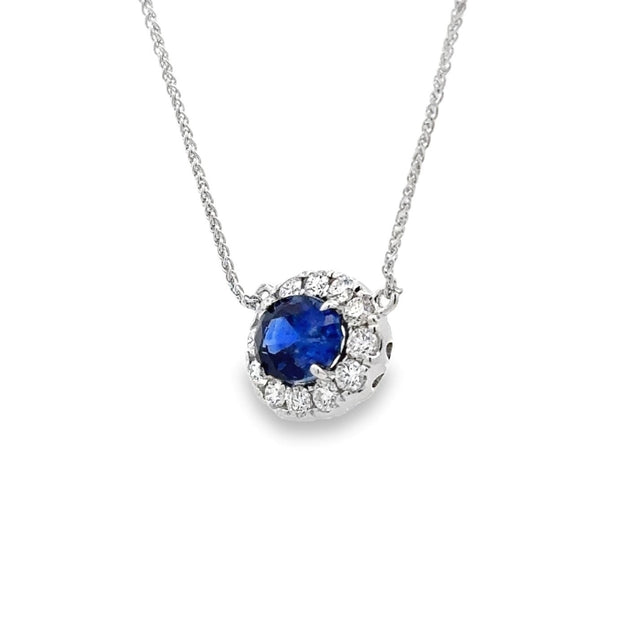 18K White Gold Sapphire & Diamond Necklace