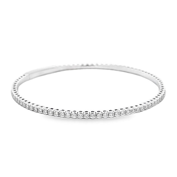 14K White Gold Flexible Diamond Bangle