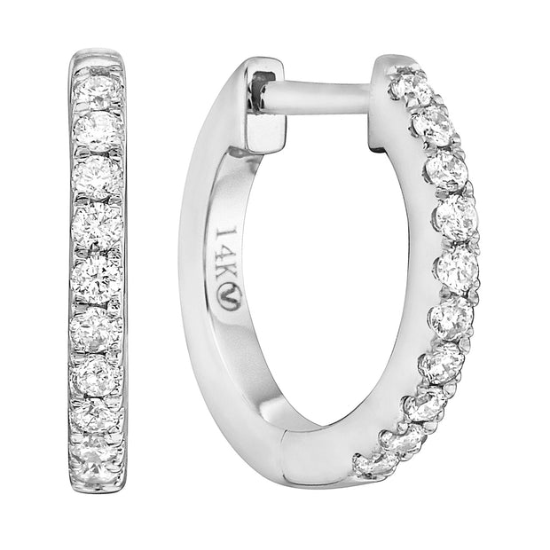 14K White Gold Huggie Hoop Earrings