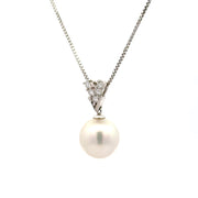 Estate 18K White Gold South Sea Pearl & Diamond Necklace