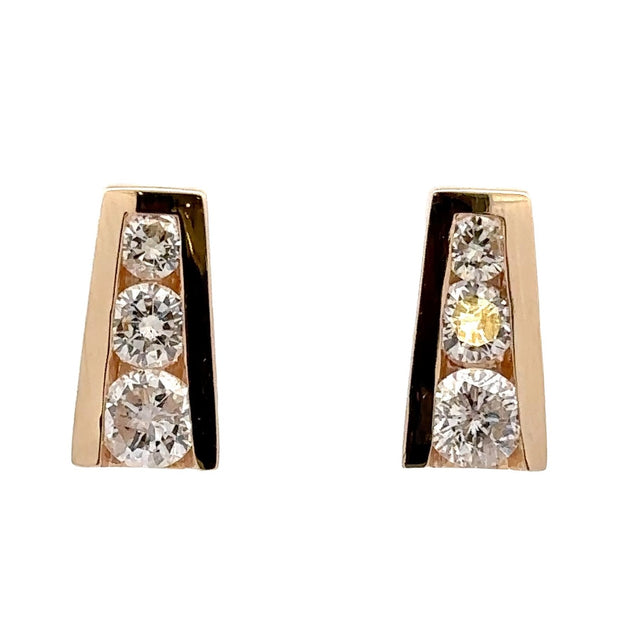 Estate 14K Yellow Gold Tapered Diamond Earrings