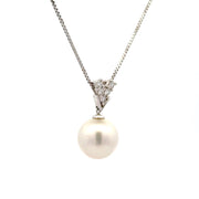 Estate 18K White Gold South Sea Pearl & Diamond Necklace