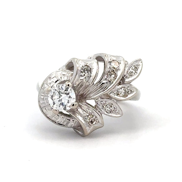 Estate 14K White Gold Diamond Cocktail Ring