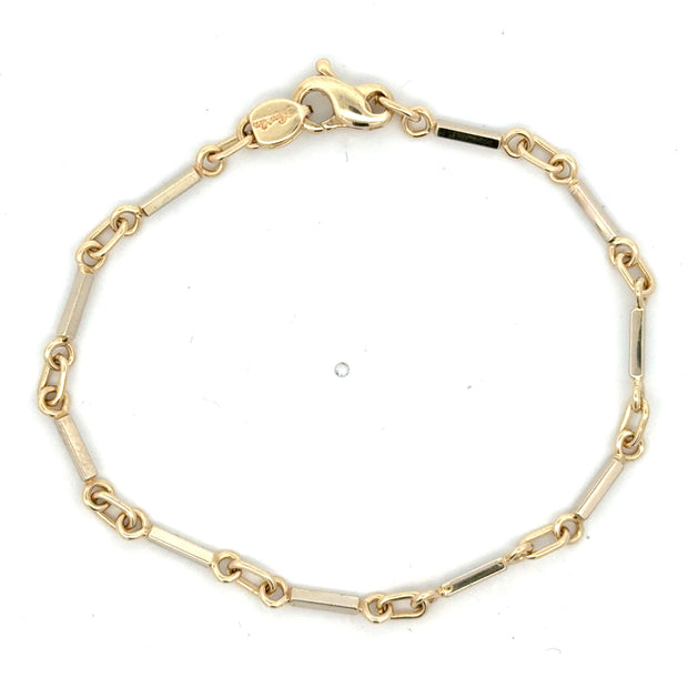 Estate 14K Yellow & White Gold Bar Link Bracelet