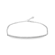 14K White Gold Curved Bar Diamond Bracelet