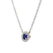 14K White Gold Sapphire & Diamond Necklace