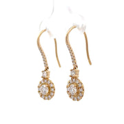 14K Yellow Gold Halo-Style Diamond Dangle Earrings