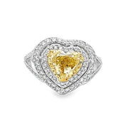Platinum & 18K Yellow Gold Yellow & White Diamond Ring