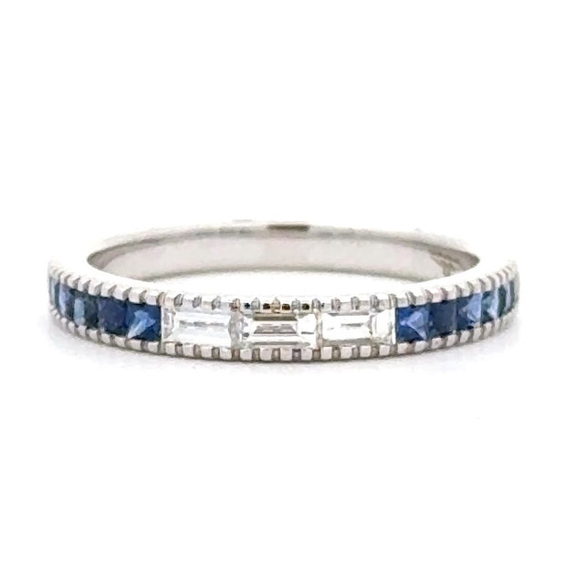 18K White Gold Sapphire & Diamond Stackable Ring