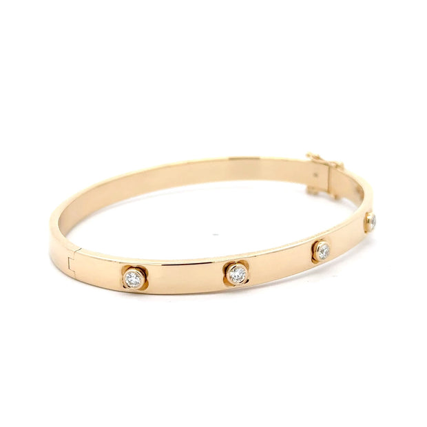 14K Yellow Gold Diamond Bangle Bracelet