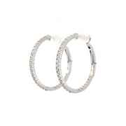 14K White Gold Diamond Hoop Earrings