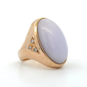 Estate 14K Yellow Gold Lilac Purple Jade & Diamond Ring