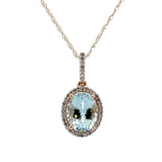 Estate 14K Yellow Gold Aquamarine & Diamond Necklace