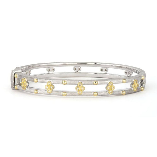 JudeFrances Mixed Metal Diamond Quad Bracelet