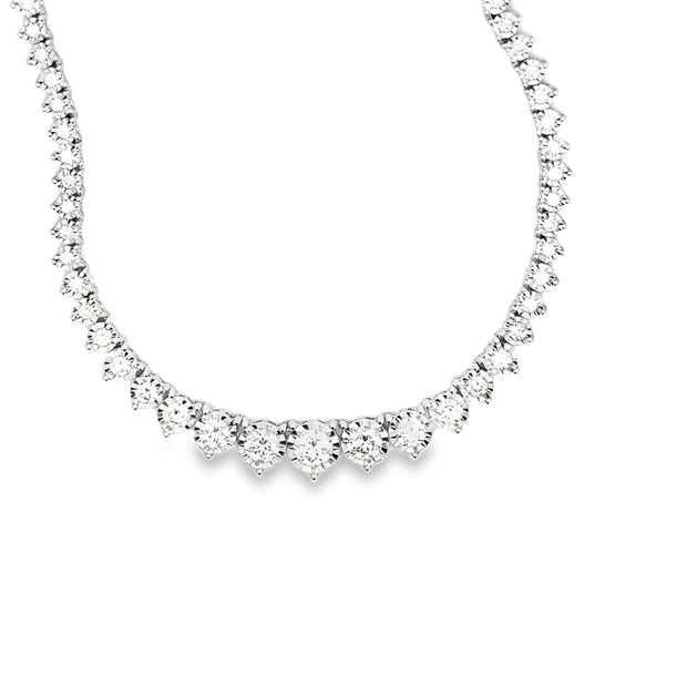 14K White Gold Graduated Illusion-Set Diamond Necklace