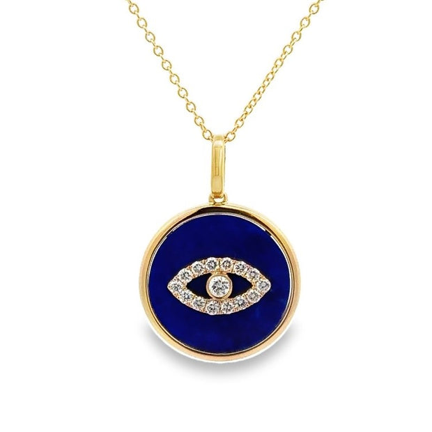 Doves 18K Yellow Gold Lapis & Diamond Evil Eye Necklace