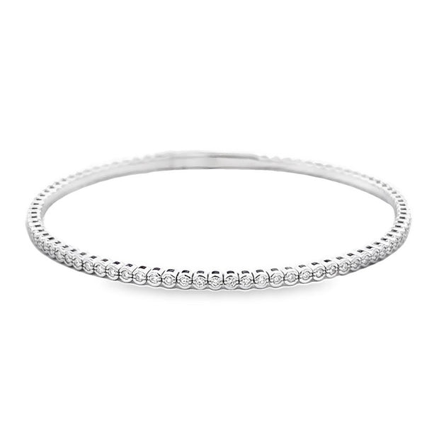 14K White Gold Flexible Diamond Bangle