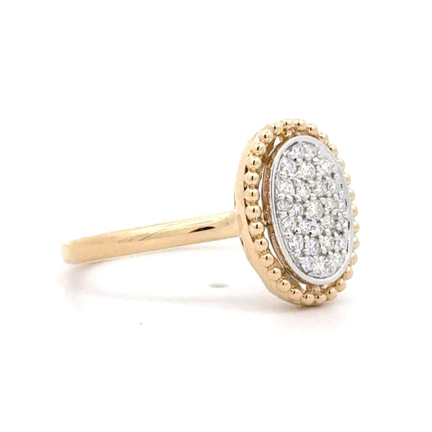 14K Yellow & White Gold Pavé-Set Diamond Ring