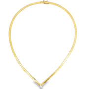 Estate 14K Yellow Gold Chevron Link Diamond Necklace