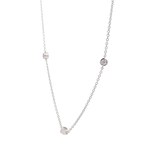 14K White Gold Illusion-Set Diamond-By-The-Yard Necklace