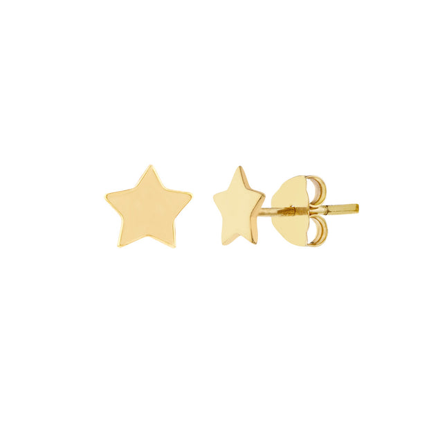 14K Yellow Gold Small Star Stud Earrings