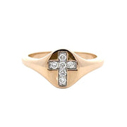 14K Yellow Gold Diamond Cross Ring