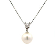 Estate 18K White Gold South Sea Pearl & Diamond Necklace