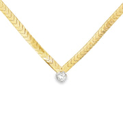 Estate 14K Yellow Gold Chevron Link Diamond Necklace