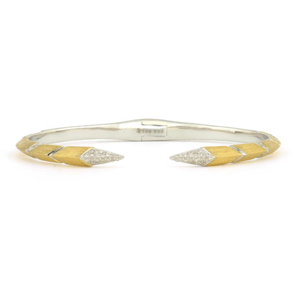 JudeFrances Narrow Mixed Metal Open Raised Pyramid Pavé Bangle