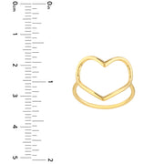 14K Yellow Gold Organic Open Heart Ring