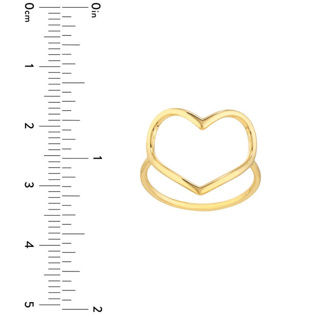 14K Yellow Gold Organic Open Heart Ring