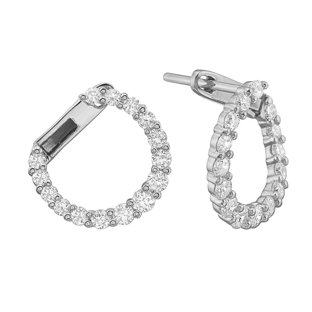 14K White Gold Wrapping Diamond Hoop Earrings