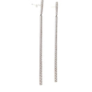 18K White Gold Tapered Diamond Bar Earrings