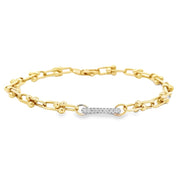 14K Yellow & White Gold Ball & Bar Diamond Bracelet